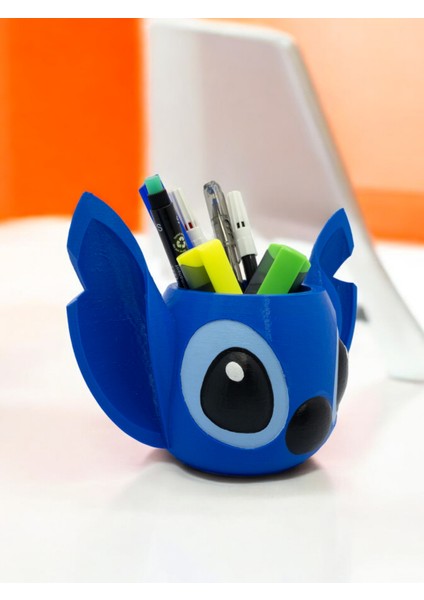 Meg Art 3D Sevimli Stitch Figürlü Kalemlik ve Fırçalık - İş ve Okul İçin Eğlenceli Ofis Aksesuarı