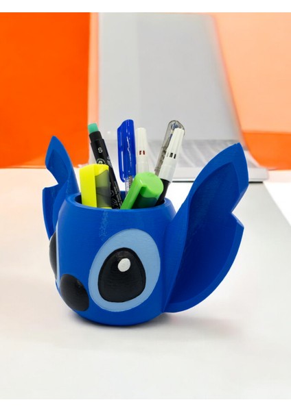 Meg Art 3D Sevimli Stitch Figürlü Kalemlik ve Fırçalık - İş ve Okul İçin Eğlenceli Ofis Aksesuarı