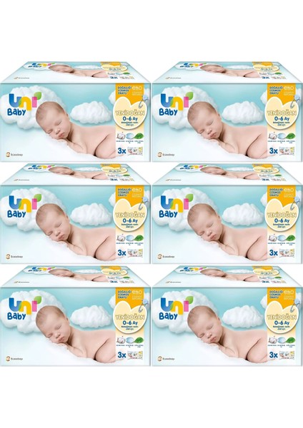 Uni Baby Islak Havlu Hassas Yeni Doğan 40 Yaprak (18 Li Set) 720 Yaprak (Narin Ciltler Için) (6pk*3)