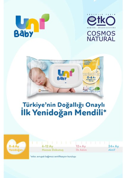 Uni Baby Islak Havlu Hassas Yeni Doğan 40 Yaprak (18 Li Set) 720 Yaprak (Narin Ciltler Için) (6pk*3)