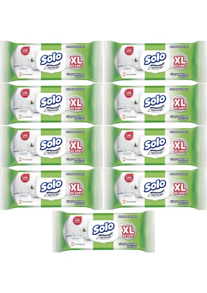 Yüzey Temizlik Havlusu 80 Yaprak Xl Deterjan Katkılı Plastik Kapaklı (9 Lu Set) 720 Yaprak