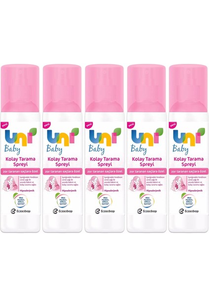 Kolay Saç Tarama Spreyi 200ML (Yeni) Zor Taranan Saçlara Özel (5 Li Set)