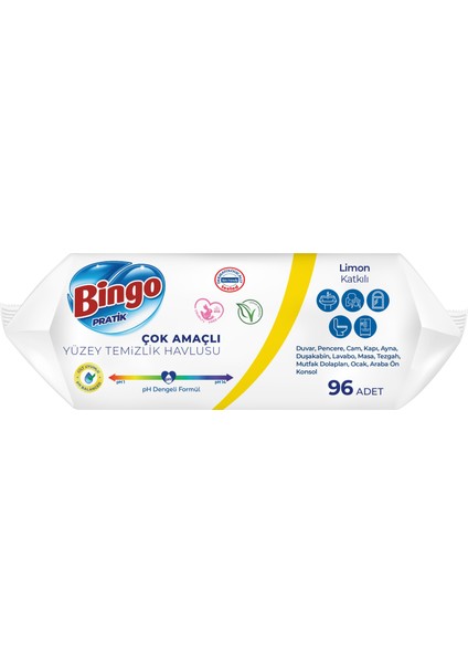 Clean Yüzey Temizlik Havlusu 96 Yaprak Limon Kokulu Plastik Kapaklı (6 Lı Set) 576 Yaprak