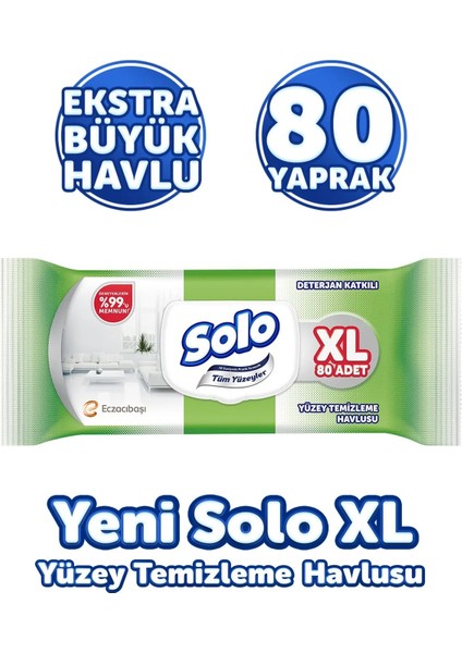 Yüzey Temizlik Havlusu 80 Yaprak Xl Deterjan Katkılı Plastik Kapaklı (9 Lu Set) 720 Yaprak