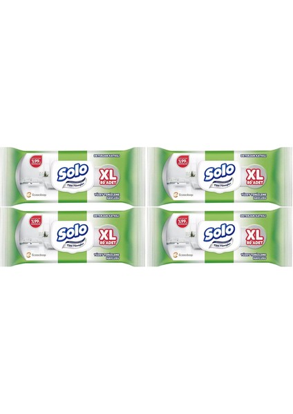 Yüzey Temizlik Havlusu 80 Yaprak Xl Deterjan Katkılı Plastik Kapaklı (4 Lü Set) 320 Yaprak