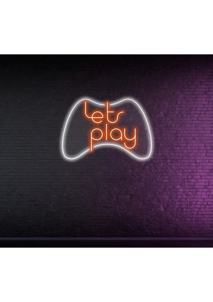 Lets Play Yazılı ve Şekilli Neon Tabela