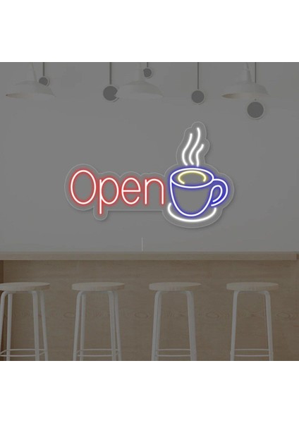 Open Yazılı ve Şekilli Neon Tabela