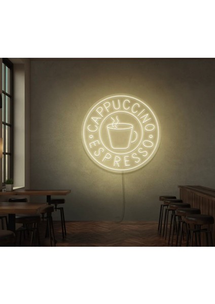 Cappuccıno Espresso Yazılı ve Şekilli Neon Tabela
