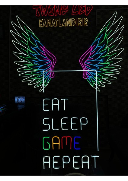 Eat Sleep Game Repeat Yazılı Neon Tabela fiyatları