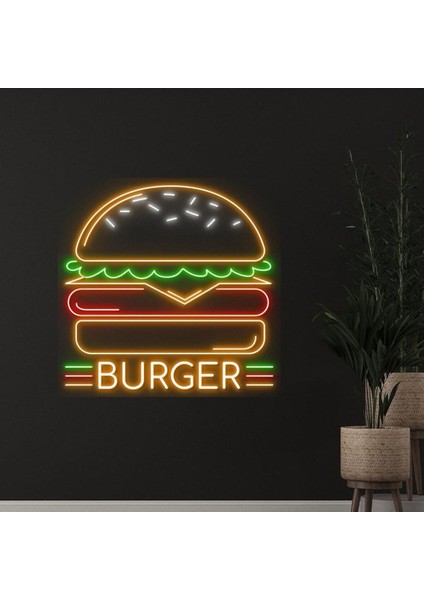 Burger Yazılı ve Şekilli Neon Tabela