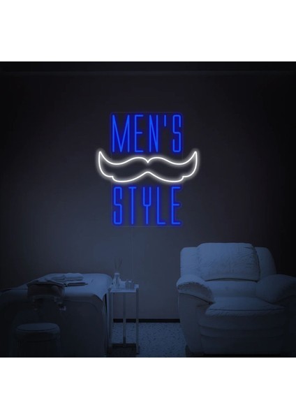 Men’s Style Yazılı Bıyık Figürlü Neon Tabela