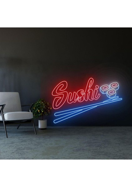 Sushi Yazılı ve Şekilli Neon Tabela