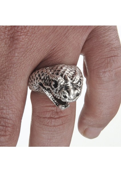 Kobra Yılan Ayarlanabilir Motorcu Erkek Yüzük Takı Y24 T5