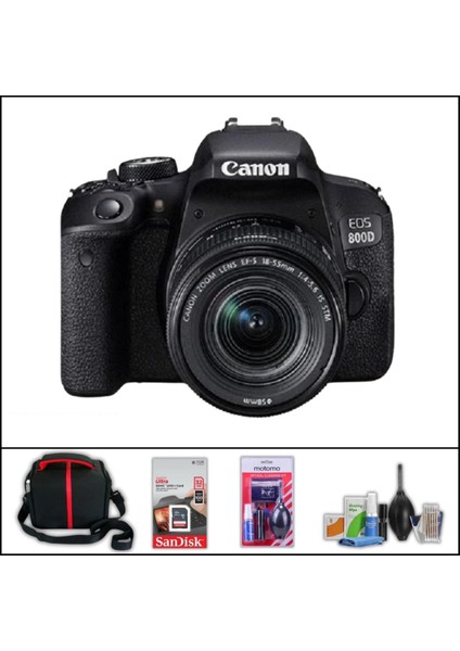 Eos 800 D + 18-55 mm Is Stm Lens Dslr Fotoğraf Makinesi (Çanta + 32 GB Sd Kart + Temizlik Kiti Hediyeli)