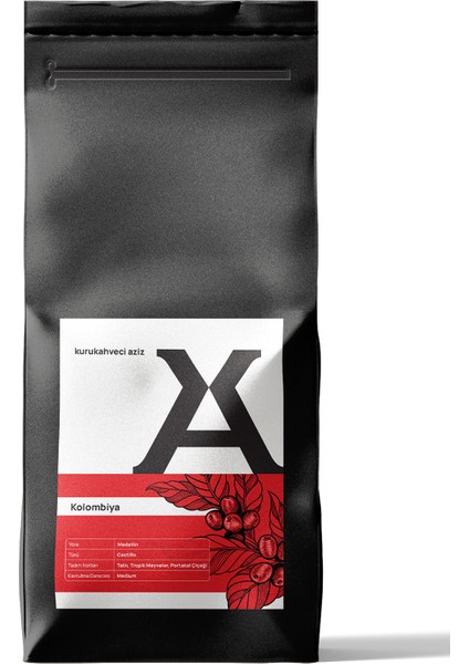 Kurukahveci Aziz Kolombiya (Filtre ve Çekirdek) Kahve 250 Gram