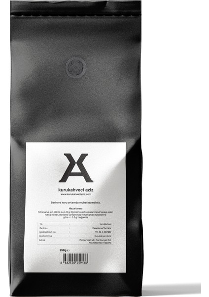 Kurukahveci Aziz Kolombiya (Filtre ve Çekirdek) Kahve 250 Gram