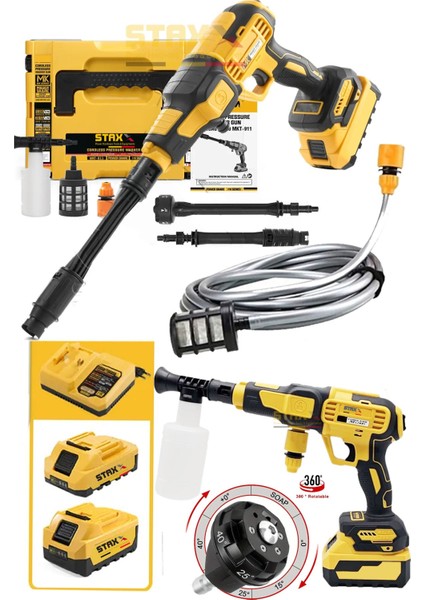 21500WH Kömürsüz Bl Motor X2 Akülü Yüksek Basınçlı Oto Araç Bahçe Yıkama Akülü Ilaçlama Tabancası