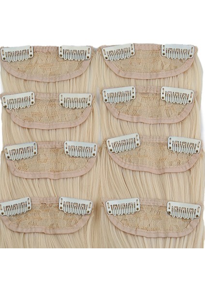 Kanekalon Fiber Sentetik Düz 8 Parça Saç Çıt Çıt / Platin / fiyatları