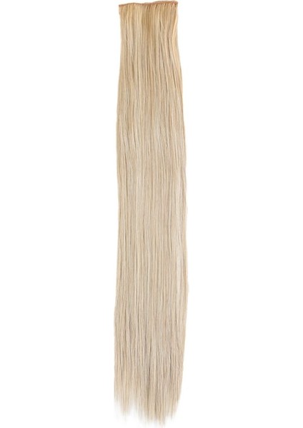 Kanekalon Fiber Sentetik Düz 8 Parça Saç Çıt Çıt / Balköpüğü Platin Röfleli /
