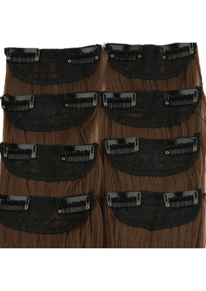 Kanekalon Fiber Sentetik Düz 8 Parça Saç Çıt Çıt / Kumral /