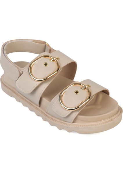 Tayuma Kadın Sandalet Bantlı Tokalı Bej modelleri