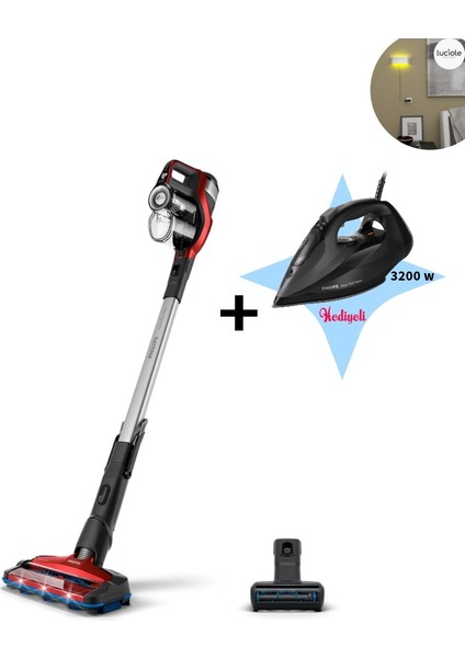 2'si 1 Arada: Dikey ve El Süpürgesi Şarjlı Dikey Süpürge 360° Emiş Başlığı Powerblade Motor 3200W Ütü ve Lambader Hediye