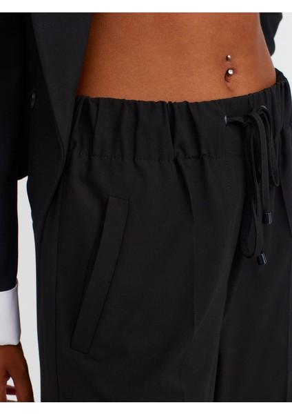 71539 Beli Elastik Geniş Paça Pantolon-Siyah fırsatları