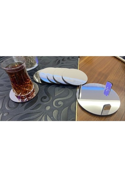 Gümüş Aynalı Bardak Altlığı 6 Adet