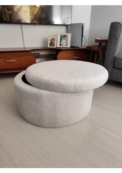 Puff Table Sandıklı Teddy Kumaş 72 cm Orta Sehpa