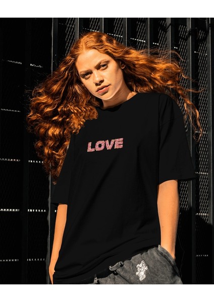 Love Çiçek Tasarım Relaxed Fit Kadın Baskılı Tişört modelleri
