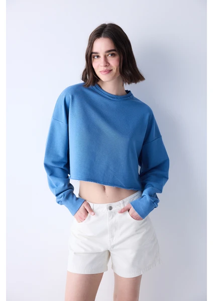 FT Crop Mavi Sweatshirt