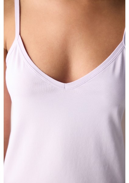 V Neck Cotton Açık Pembe Cami Atlet modelleri