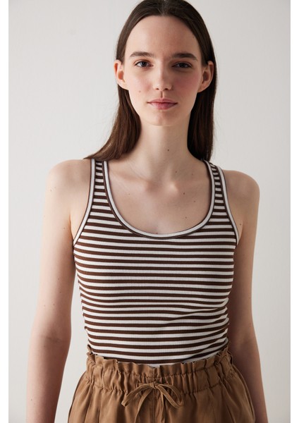 FT Rib Basic Stripe Çok Renkli Cami Atlet