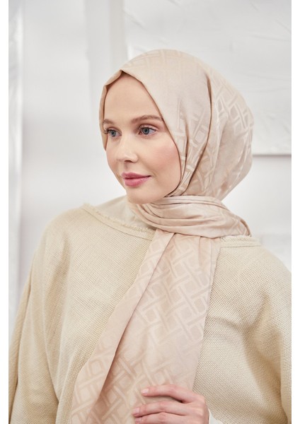 Italyan Jakar Geometrik Desen Şal - Bej fiyatları