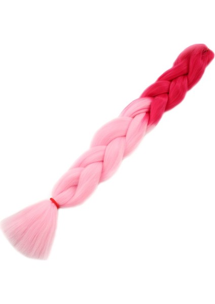 Afro Örgülük Sentetik Renk Geçişli Saç 100 Gr. Koyu Pembe Açık Pembe