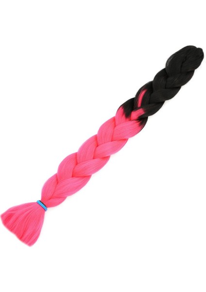 Afro Örgülük Sentetik Renk Geçişli Saç 100 Gr. Siyah Neon Pembe