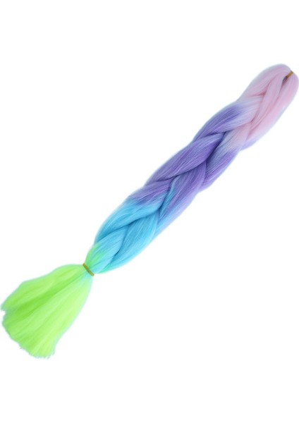 Afro Örgülük Renk Geçişli Sentetik Saç 100 Gr. Şeker Pembe Mor Açık Mavi Neon Sarı