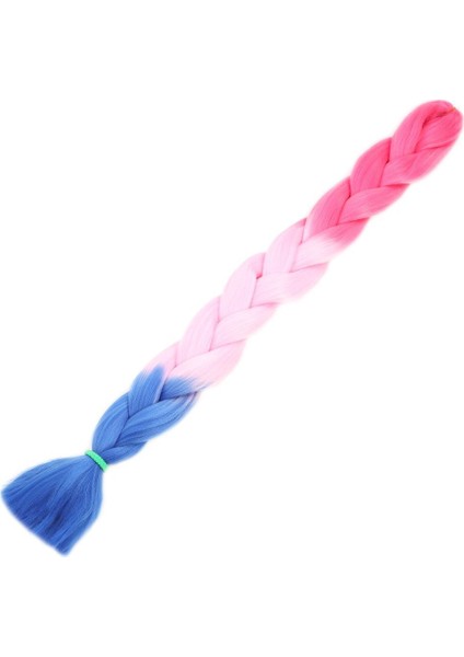 Afro Örgüsü Ve Rasta Için Sentetik Renk Geçişli Saç Koyu Pembe Açık Pembe Mavi