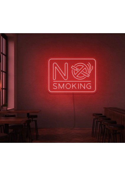 No Smokıng Yazılı ve Şekilli Neon Tabela