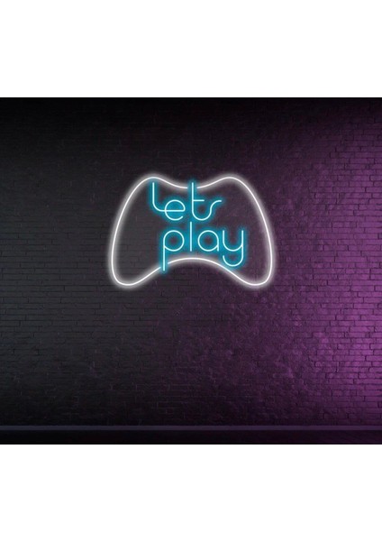 Lets Play Yazılı ve Şekilli Neon Tabela