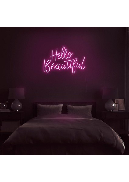 Hello Beautiful Yazılı Neon Tabela