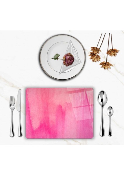 Özel Tasarım Cam Baskılı Pembe Desen Cam Supla Tekli