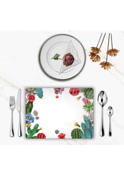 Özel Tasarım Cam Baskılı Renkli Kaktüsler Supla Tekli