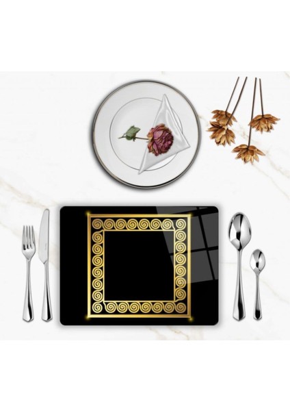 Özel Tasarım Cam Baskılı Gold Desenler Supla Takımı 2 Adet