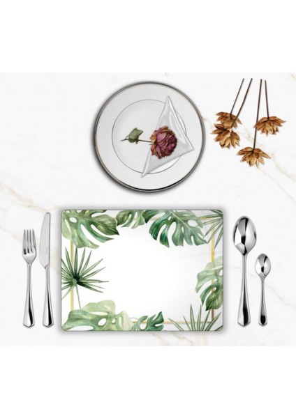 Özel Tasarım Cam Baskılı Yapraklar Supla Takımı 2 Adet