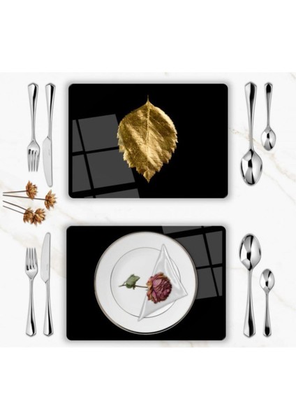 Özel Tasarım Cam Baskılı Altın Yaprak Cam Supla Takımı 2 Adet fiyatları
