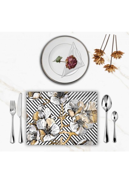 Özel Tasarım Cam Baskılı Gold Çiçekler Supla Takımı 2 Adet