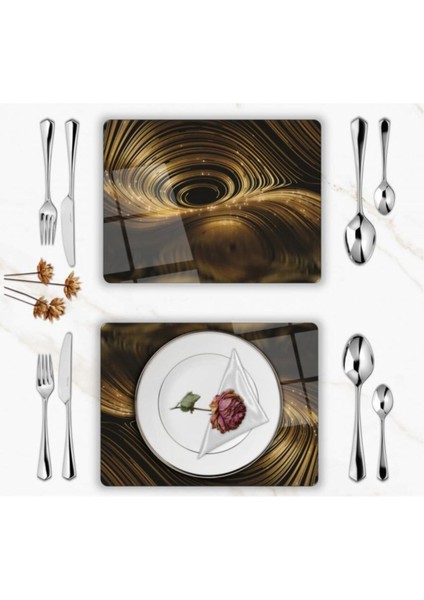 Özel Tasarım Cam Baskılı Gold Desen Cam Supla Takımı 2 Adet fiyatları