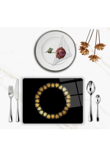 Özel Tasarım Cam Baskılı Gold Desenler Supla Takımı 2 Adet