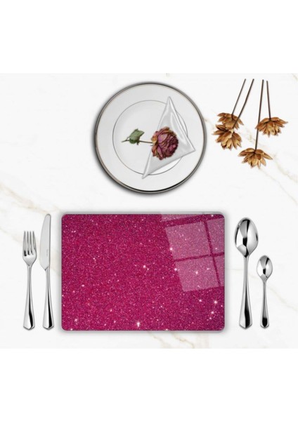 Özel Tasarım Cam Baskılı Parıltı Supla Takımı 4 Adet